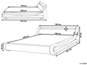 Posteľ z umelej kože s LED svetlom 160 x 200 cm biela AVIGNON Beliani