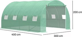Záhradný fóliovník BestBerg BBGT‑12G / 12 m² / 4 × 3 × 2 m / zelená