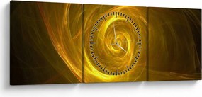 Obraz abstraktnej žltej špirály (s hodinami) (90x30 cm)