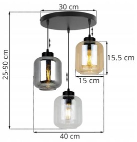 Závesné svietidlo NOVALJA, 3x sklenené tienidlo (mix 3 farieb), O