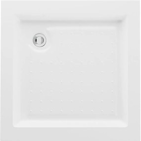 Mexen Rio, štvorcová sprchová vanička 70x70x14 cm + chrómový sifón, biela, 45107070
