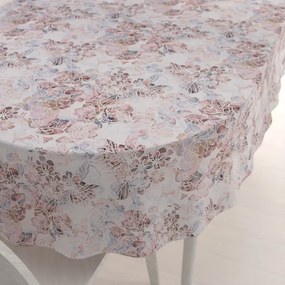 Biante Dekoračný oválny obrus Rongo RGP-501 Ružovo-fialkové kvety na bielom 140x160 cm