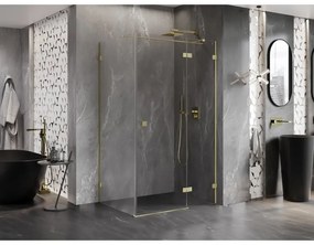 Mexen Lunar T, výklopný sprchový kút pravý 120 x 110 cm, 8mm číre sklo, zlatý kartáčovaný - 834T-120-110-55-00-P