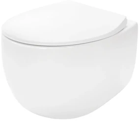 Rea Lars, závesná WC misa Rimless 50x37x29 cm vrátane sedadla s pomalým zatváraním, biela, REA-C9500