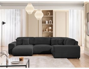 Tmavosivá menčestrová rohová pohovka (pravý roh/do tvaru "U") Justin – Ropez
