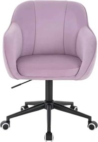 LuxuryForm DESIGN Stolička AVOLA VELUR na čiernej podstave s kolieskami - levanduľa