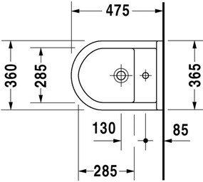 Duravit Starck 3 - Závesný bidet Compact, 1 otvor pre armatúru prepichnutý, 360 x 475 mm, biely 2231150000