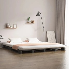 vidaXL Paletová posteľ, sivá 120x190 cm, borovica, 4FT malé dvojlôžko