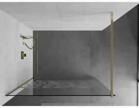 Mexen Kioto sprchová zástena 80x200 cm 8 mm, zlatý profil, biely vzor, 800-080-101-50-85