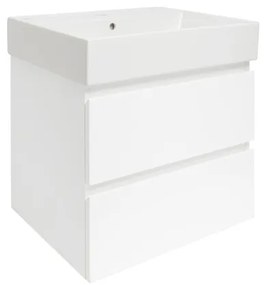 Kúpeľňová skrinka s keramickým umývadlom SAT B-Way 59x50x45 cm biely lesk BWAY260WU2BI, 1 ks