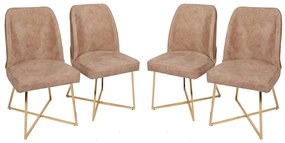 Súprava 4 ks jedálenských stoličiek Madrid hnedá/zlatá
