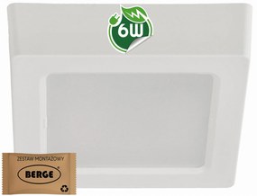 BERGE Štvorcový LED panel biely - prisadený - 6W - PC - neutrálna biela