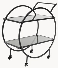 Kovový servírovací vozík so sklenenými doskami Loft