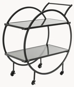 Kovový servírovací vozík so sklenenými doskami Loft