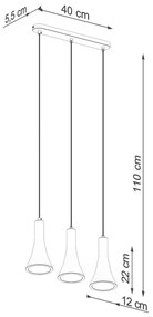 Závesné svietidlo Rea 3l, 3x betónové tienidlo