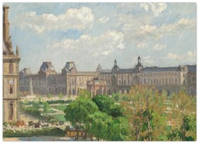 Sklenený obraz - Camille Pissarro, Place du Carrousel, Paris, reprodukcia (70x50 cm)