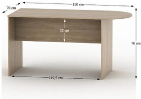 Oblúkový stôl do zasadacej miestnosti TEEMPO ASISTENT 022, dub sonoma