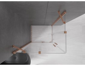 Mexen Velar Duo, sprchový kút s posuvnými dverami 90(dvere) x 80(dvere) cm, 8mm číre sklo, medená matná profil, 871-090-080-02-65