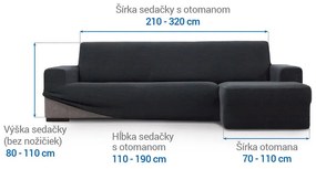 Super strečové poťahy HARMONIA antracitová sedačka s otomanom vpravo (š. 210 - 320 cm)