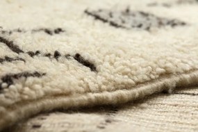 Ručne tkaný vlnený koberec BERBER BJ1147 Boujaad berber Boho, béžový / čierny