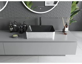 Mexen Catia, umývadlo na dosku 48x37x14 cm, čierna matná-strieborný vzor, 21314873