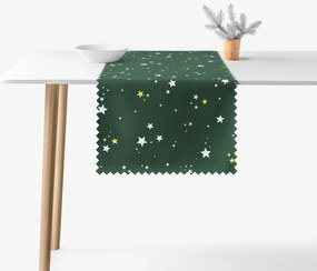 Goldea vianočný behúň na stôl teflónový - hviezdičky na zelenej 20x120 cm