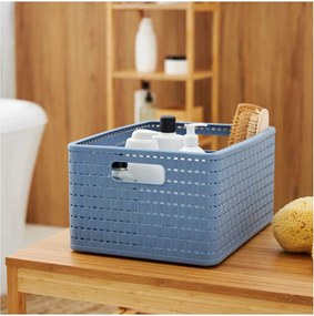 Rotho Plastový košík COUNTRY, rovný, modrý (18l - 37x28x19)