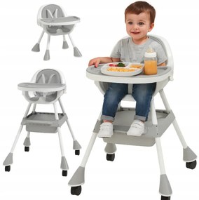 Praktická detská stolička na kŕmenie 3v1 ružová