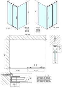 Polysan, Easy Line obdĺžniková sprchová zástena 1500x1000mm L/P varianta, EL1515EL3415