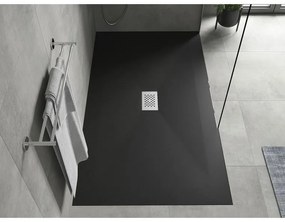 Mexen Hugo, obdĺžniková sprchová vanička SMC 200 x 100 cm, čierna, oceľová krytka, 42701020-X