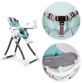 Štýlová detská jedálenská stolička v mentolovej farbe