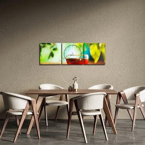 Obraz - Zátišie s čajom (s hodinami) (90x30 cm)