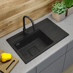 Gamma Quadro 8151, 1-komorový granitový drez 800x500x220 mm, čierna škvrnitá, GMA-ZLE000185