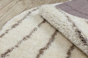 Koberec FLUFFY kruh shaggy pásky - krém / béžový
