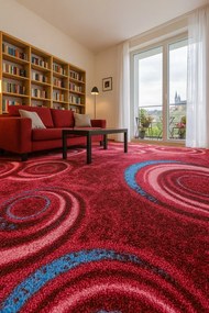 ITC, Koberec metráž Drops 84, na mieru, šíře 4m, červená, filc, chodba / predsieň