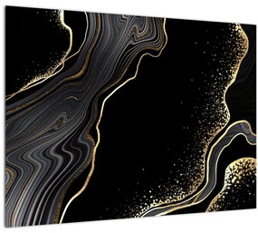 Obraz - Čierno-zlatý mramor (70x50 cm)