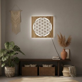 SENTOP | Drevená mandala Kvet života s LED podsvietením obraz na stenu  | SENTOP LED0168