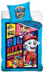 Bavlnené posteľné obliečky Labková patrola vo filme - Paw Patrol - modré - 100% bavlna Renforcé - 70 x 90 cm + 140 x 200 cm