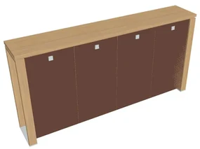 Stredná šatníková skriňa Verno+ S 260 x 46 x 130 cm, sklenené dvere, dub svetlý / hnedá