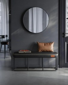 Lavica, ekokoža, 45x120x40cm, čierna