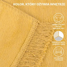 BAVLNENÁ DEKA BAT 150X200 CM HORČICOVÁ