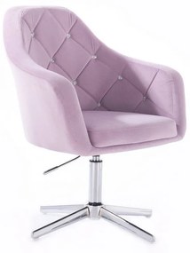 LuxuryForm DESIGN Kreslo ROMA VELUR na striebornom kríži - levanduľa