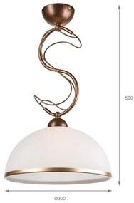 Luster na tyči COBRA 1xE27/60W/230V priemer 30 cm bronz/patina