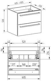 Mereo, Mereo Bino, kúpeľňová skrinka 61 cm, Multidecor, Dub Arlington, MER-CN690SDARL