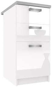 Kuchynská skrinka Belini spodná so zásuvkami 40 cm biely lesk s pracovnou doskou  INF SDSZ40/1/WT/W/0/D