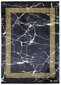 Čierny trendový koberec so zlatým geometrickým vzorom Šírka: 80 cm | Dĺžka: 150 cm