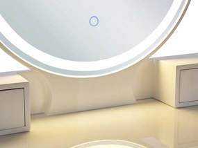 Toaletný stolík so 4 zásuvkami a LED zrkadlom biela/zlatá AUXON Beliani