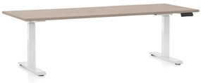 Výškovo nastaviteľný stôl OfficeTech C, 200 x 80 cm, biela podnož, dub