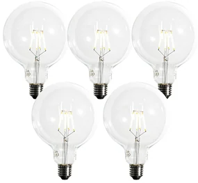 Sada 5 ks Stmievateľná LED žiarovka E27 so špirálovým vláknom G125 5W 450lm 2200K