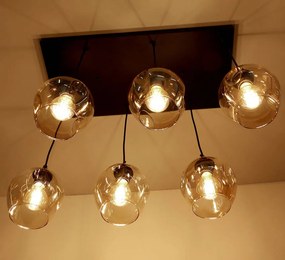 Candellux Čierno-hnedý závesný luster Aspa pre žiarovku 6x E27 36-00620